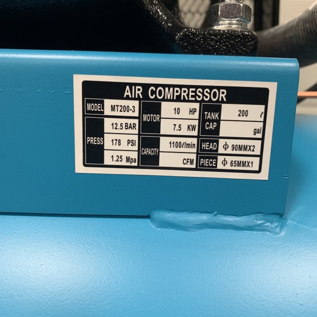 GTM air compressor 3cil / 200L 7.5KW 1100l / min