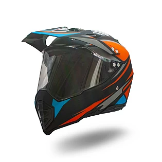 Helmet with visor "Cross 128" Blue/Orange