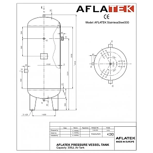 AFLATEK resiveris 300l/11 (Nerūdijančio plieno)