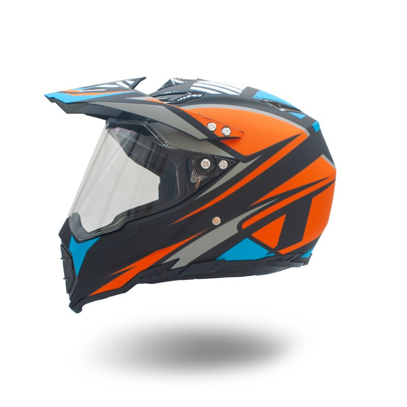 Helmet with visor "Cross 128" Blue/Orange