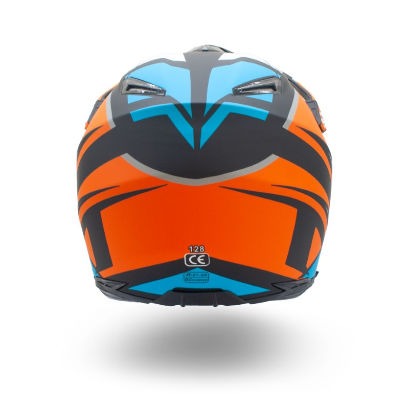 Helmet with visor "Cross 128" Blue/Orange