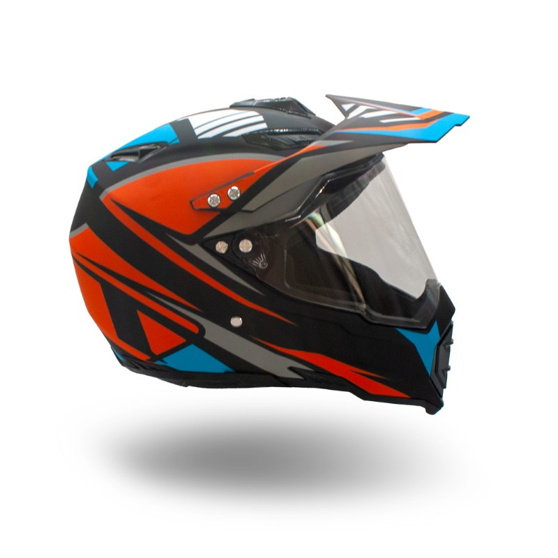 Helmet with visor "Cross 128" Blue/Orange