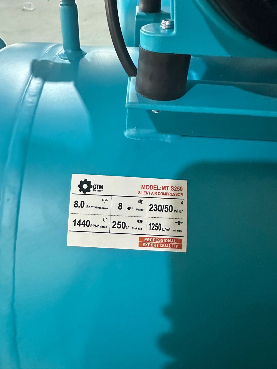 Betepalinis oro kompresorius GTM MT S 250L 1250l/min PRO
